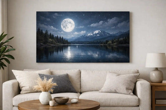 Moonlit Landscape Canvas Art for Calm Homes