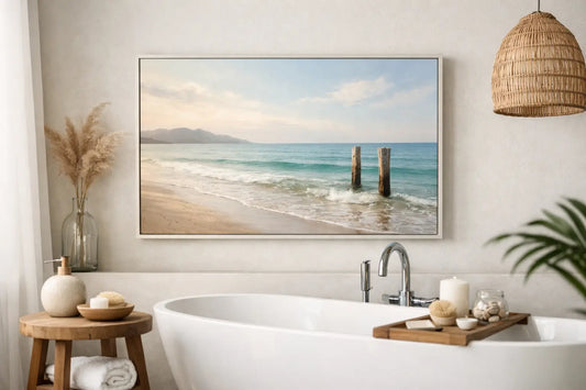 Peaceful Beach Art for Bathroom Retreats