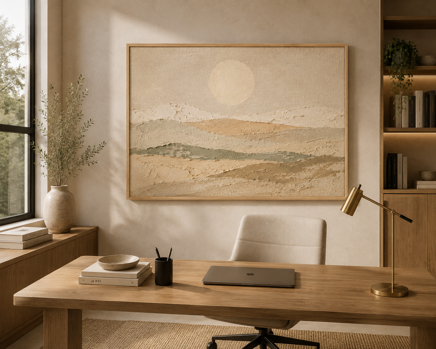 Still Earth™ – Textured Neutral Landscape Framed Canvas