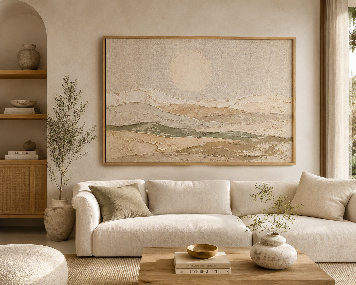 Still Earth™ – Textured Neutral Landscape Framed Canvas
